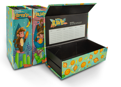 Clever monkey piggy banks open